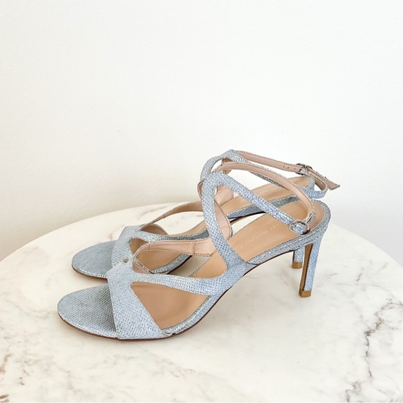 Stuart Weitzman Mariposa 80 Open Toe Sandals Metallic Periwinkle Size 9.5 - Picture 6 of 8